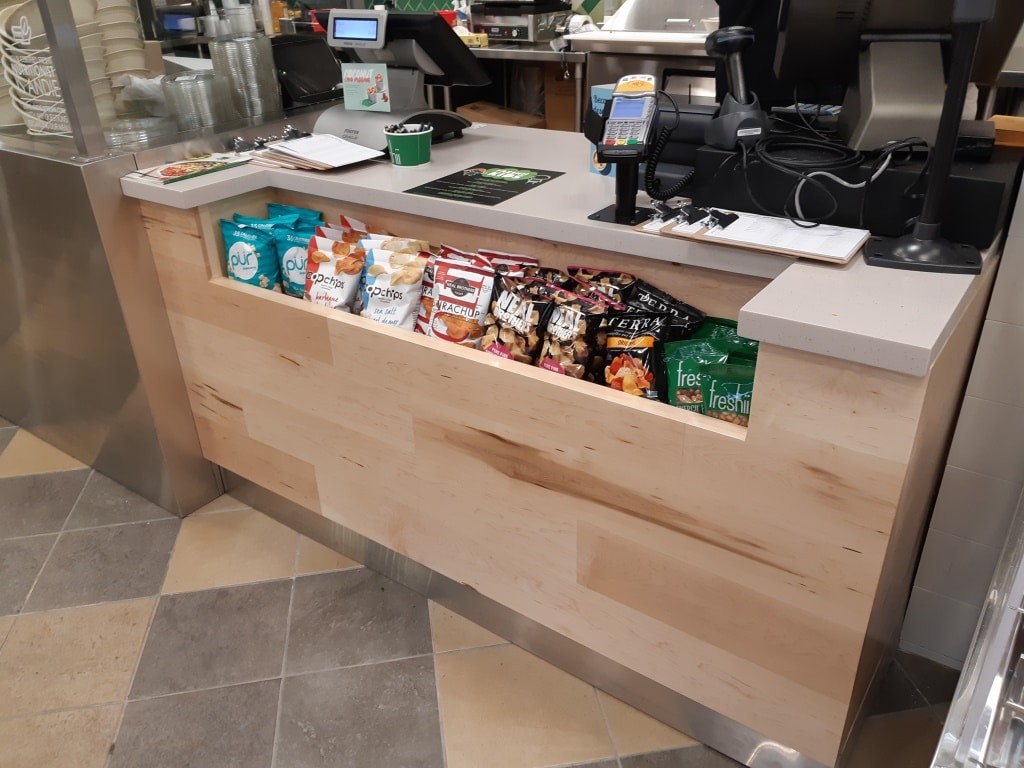 7c. QSR Service Counter and Cash Desk - Maple Wood Front