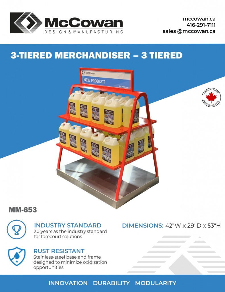MM-653 3-Tiered Merchandiser (42"W x 29"D x 53"H)